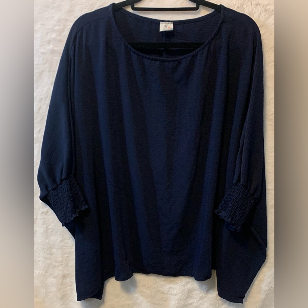 The ZigZag Stripe Smocked-Cuff Blouse